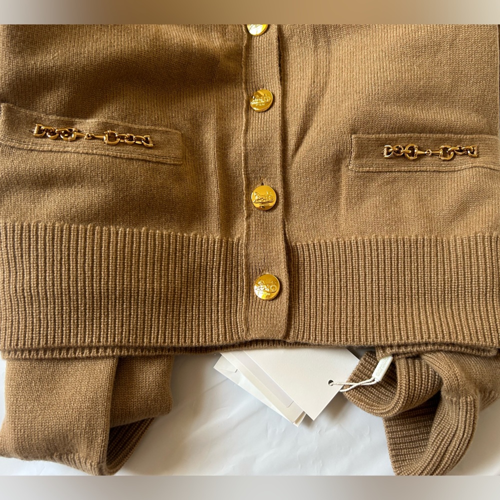 CHICJOC 100% Cashmere Cardigan Camel Size 36 - Picture 9 of 12